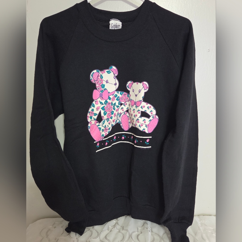 Vtg 90's Teddy Bear Theme Grannycore Sweatshirt Gopher Sport‎ Size M
